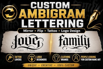 design custom readable ambigram lettering for tattoo, logo and names