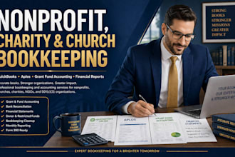 do nonprofit charity church bookkeeping, quickbooks, aplos, grant fund accountin