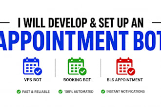 develop booking bot,vfs appointment bot, appointment bot,vfs bot, telegram bot