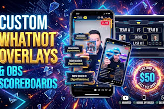 design animated whatnot overlays, obs scoreboards and stream transitions