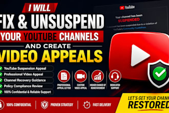 fix and unsuspend your youtube channels and create video appeals