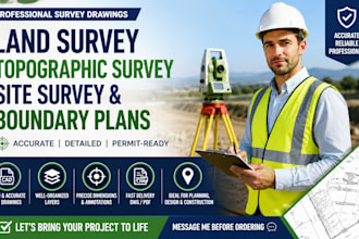 draw land survey, topographic survey, site survey and boundary plans