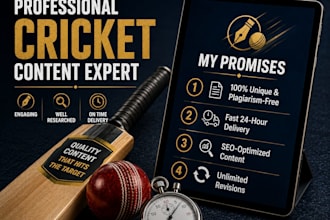 write engaging cricket articles, match previews and sports blogs