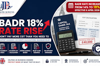 help UK business owners navigate badr 18 rate rise and calculate cgt liability