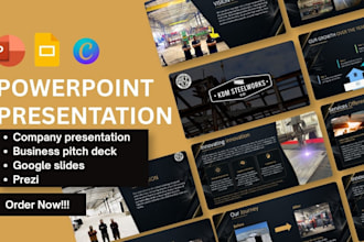 design a powerpoint presentation webinar, company profile, business pitch, morph