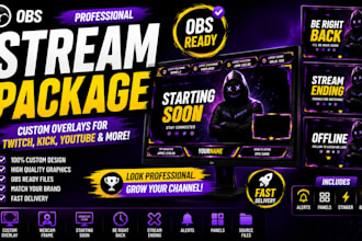 design a professional obs stream overlay package