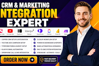 integrate copper crm youtube ads typeform klaviyo openphone clickup powerbi make