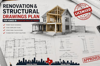 design renovation and structural drawings plan for homes in houston dallas texas