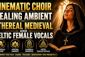 do cinematic choir healing ambient  ethereal medieval and celtic female vocals