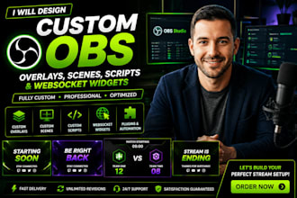 design custom obs overlays, scenes, scripts and websocket widgets