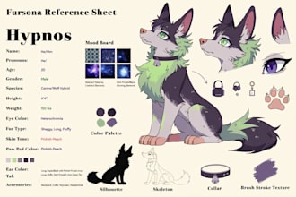 create a custom furry and fursona reference sheet