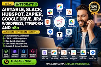 integrate airtable slack hubspot zapier google drive jira wordpress typeform n8n