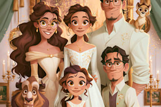 design a professional disney family portrait