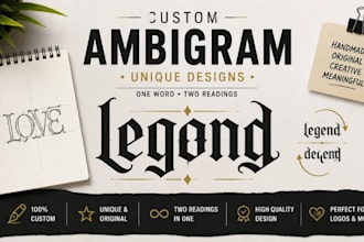 draw unique ambigram typography lettering handmade art