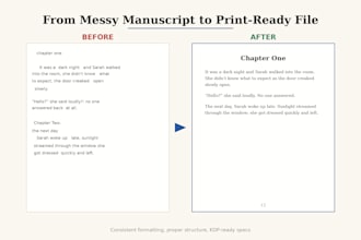 format your manuscript for amazon KDP self publishing