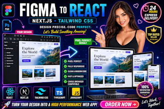 convert figma or PSD to react next js website with tailwind CSS