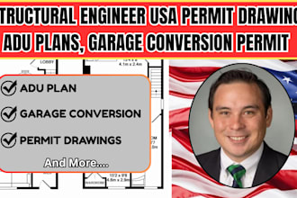 structural engineer USA permit drawing, adu plans, garage conversion permit plan