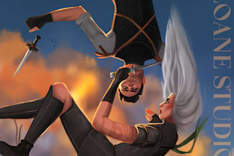 create semirealistic character art and simple backgrounds