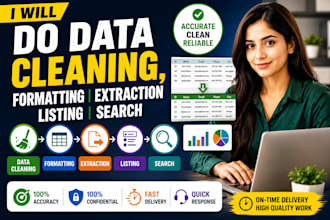 do data cleaning, formatting, extraction, listing, search