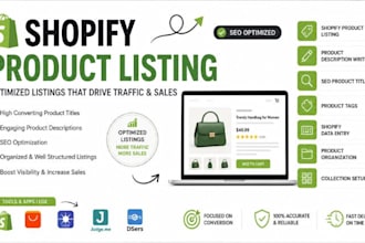 do shopify product listing, description and product tags with optimized listings