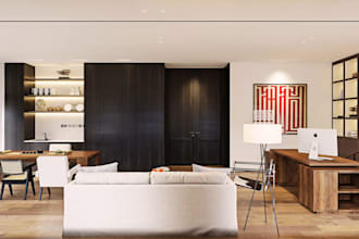 do 3d office, workspace, coworking space, corporate office, commercial interior