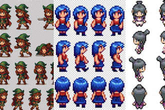 create 2d pixel art sprite sheets and animations