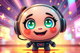 design kawaii mascot logo, cartoon character, emoji and gaming avatar