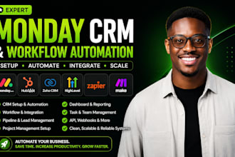 monday CRM monday automation monday com project management clickup make com