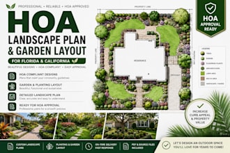 create hoa landscape plan and garden layout for  florida and california