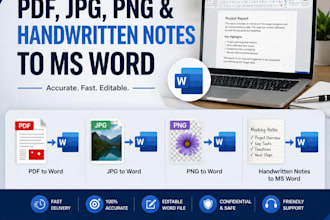 type PDF jpg png screenshots and handwritten notes into ms word