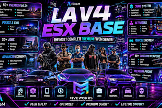 setup my ready made fivem esx roleplay server base with scripts and mlos