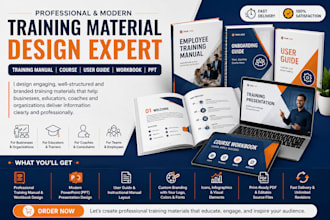 create instructional training manual, training course, user guide, workbook, PPT