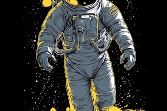 create a custom astronaut illustration for t shirts posters and brands