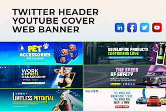 design linkedin company header, facebook cover, youtube, twitter  header