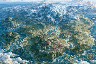 create a jaw dropping fantasy, board game, or dnd map illustration