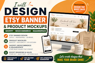 design etsy banner product mockup shopify woocommerce squarespace printify store