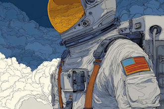 draw stunning sci fi astronaut and space illustration for your project
