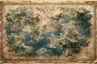 fantasy map with parchment style for storybook