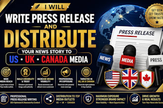 write press release and distribute your news to top US UK canada media
