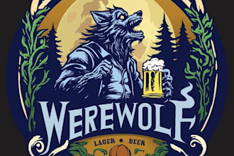 design custom horror werewolf logo for your business with 24 hours
