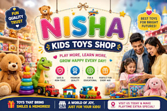 design kids shop social media banner and poster