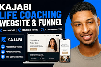 customize kajabi coaching website, membership, funnel and landing page in kajabi