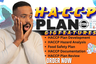 create haccp plan, food safety manual, gmp sops, risk assessment compliance docs