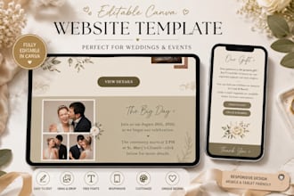 design editable canva wedding website with rsvp in canva