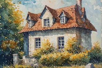 draw premium watercolor dream home illustration