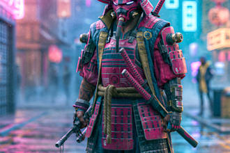cyberpunk samurai street warrior art desing