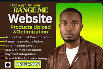 design your rangeme website, list upload optimize product on rangeme and shopify