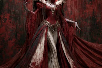 horror vampire lord queen character desing