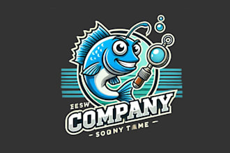 do wonderful fish mascot logo design with company