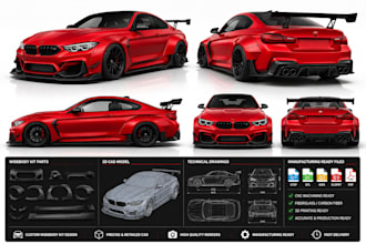 design custom widebody kit cad for any car with manufacturing ready files